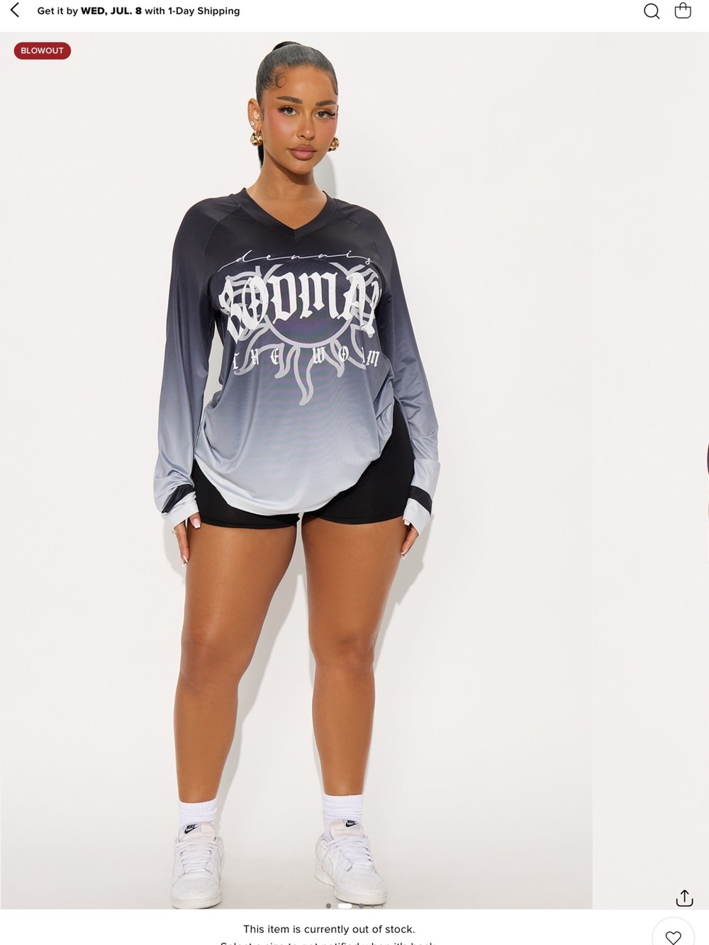 Fashion Nova Black and Gray Face Graphic Tee